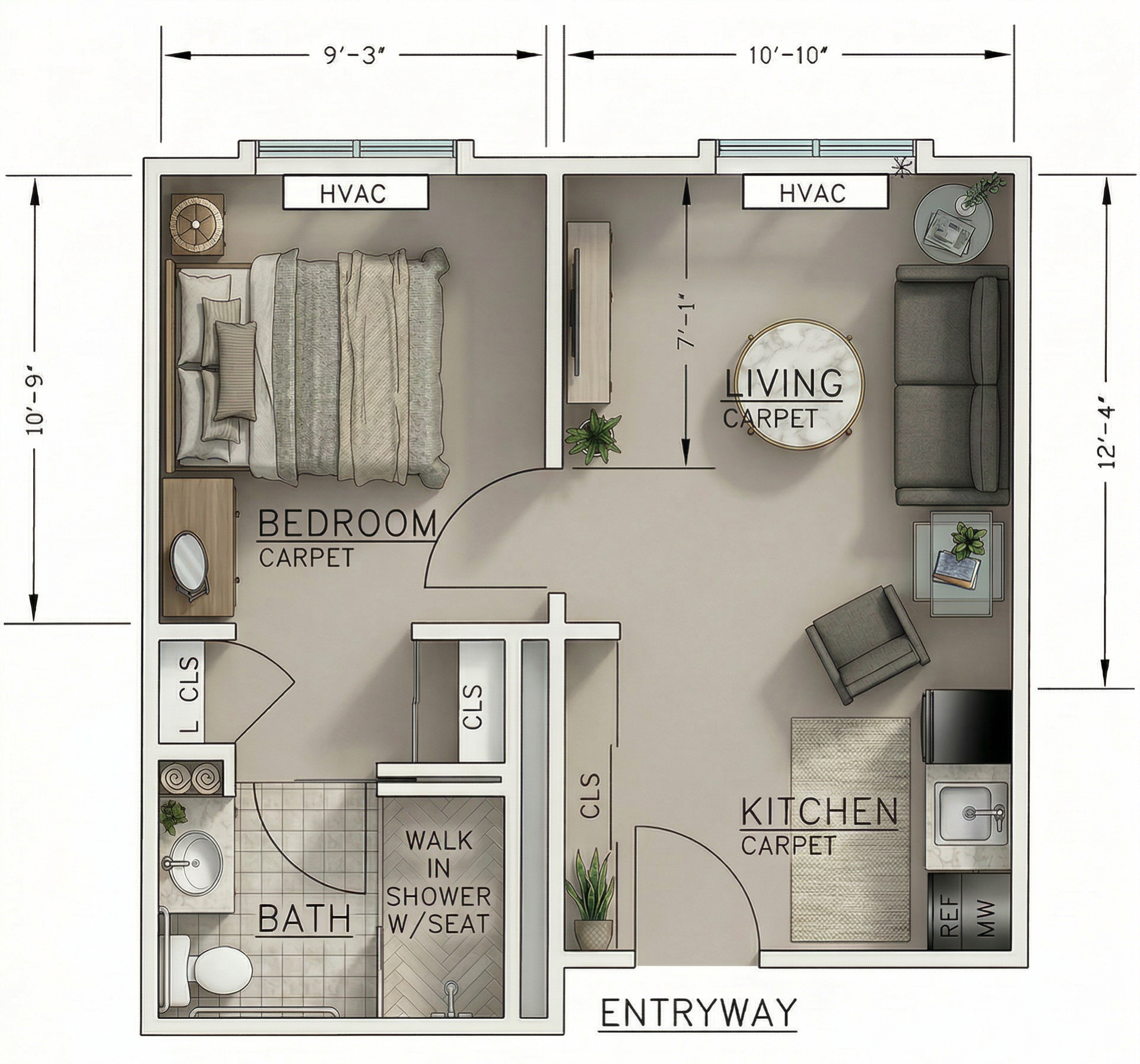One Bedroom floor plan